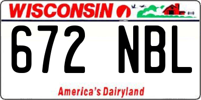WI license plate 672NBL