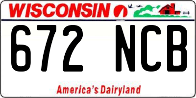 WI license plate 672NCB