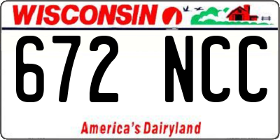 WI license plate 672NCC