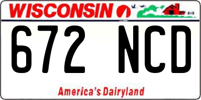 WI license plate 672NCD