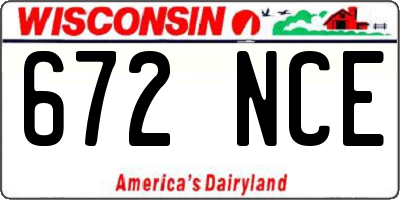 WI license plate 672NCE