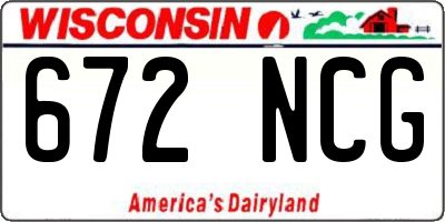 WI license plate 672NCG