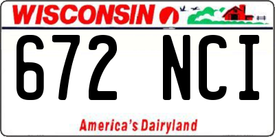 WI license plate 672NCI