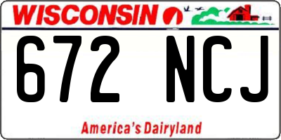 WI license plate 672NCJ