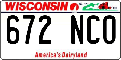 WI license plate 672NCO