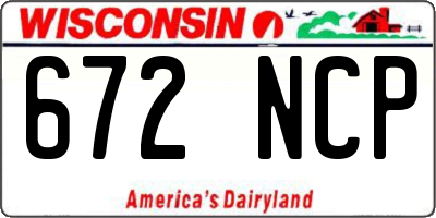 WI license plate 672NCP