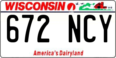 WI license plate 672NCY
