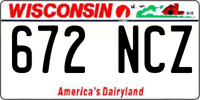 WI license plate 672NCZ
