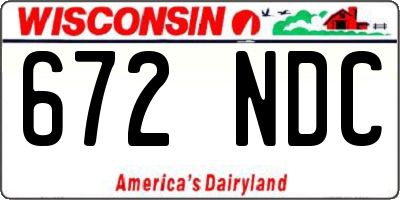 WI license plate 672NDC