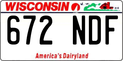 WI license plate 672NDF