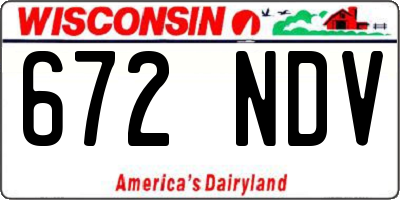 WI license plate 672NDV