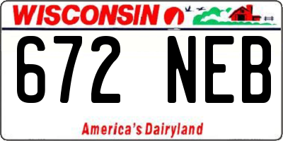 WI license plate 672NEB