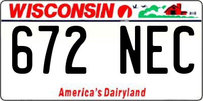 WI license plate 672NEC