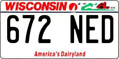 WI license plate 672NED