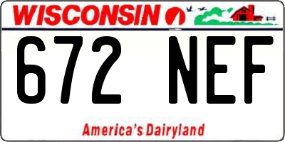 WI license plate 672NEF