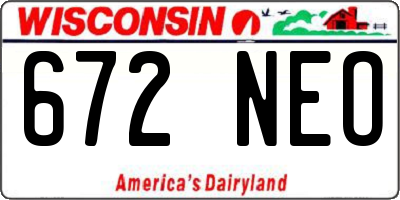 WI license plate 672NEO