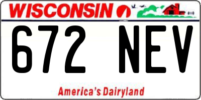 WI license plate 672NEV