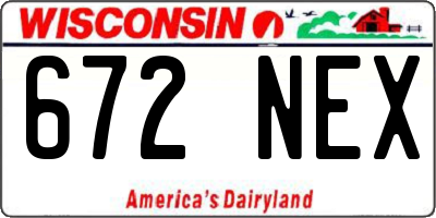 WI license plate 672NEX