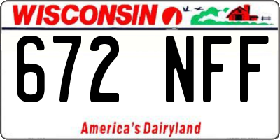 WI license plate 672NFF