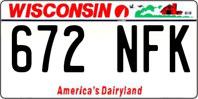 WI license plate 672NFK