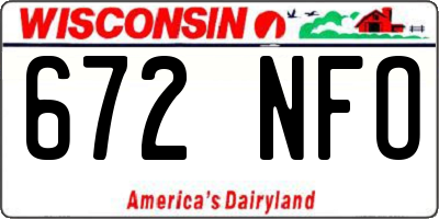 WI license plate 672NFO