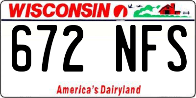 WI license plate 672NFS