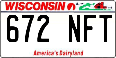 WI license plate 672NFT