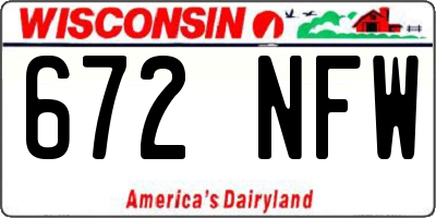 WI license plate 672NFW
