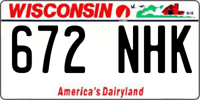 WI license plate 672NHK