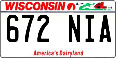 WI license plate 672NIA