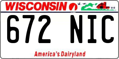 WI license plate 672NIC