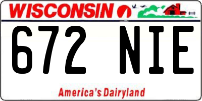 WI license plate 672NIE