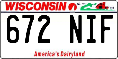 WI license plate 672NIF