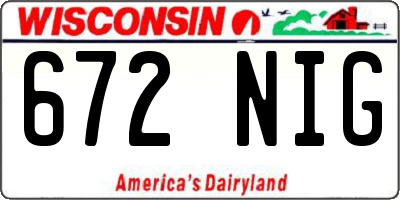 WI license plate 672NIG