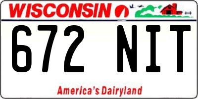 WI license plate 672NIT