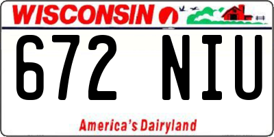 WI license plate 672NIU