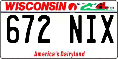 WI license plate 672NIX