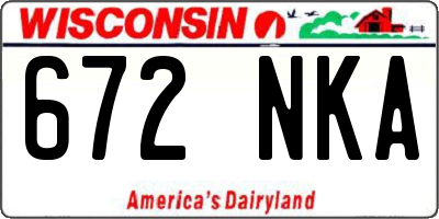 WI license plate 672NKA