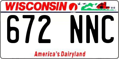 WI license plate 672NNC