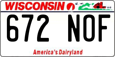 WI license plate 672NOF