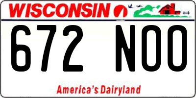 WI license plate 672NOO