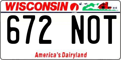 WI license plate 672NOT