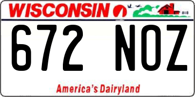 WI license plate 672NOZ