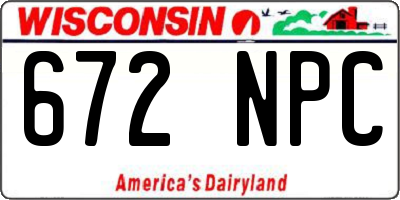 WI license plate 672NPC