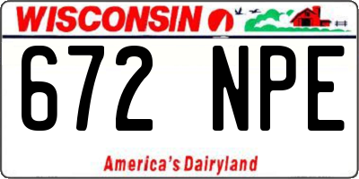WI license plate 672NPE