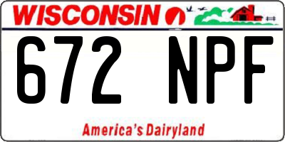 WI license plate 672NPF