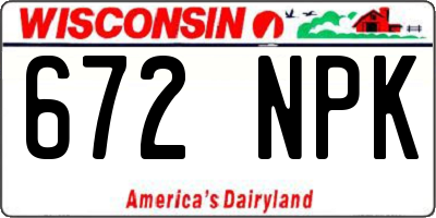 WI license plate 672NPK