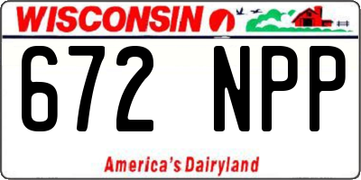 WI license plate 672NPP