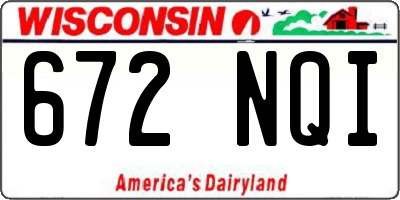 WI license plate 672NQI