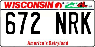 WI license plate 672NRK
